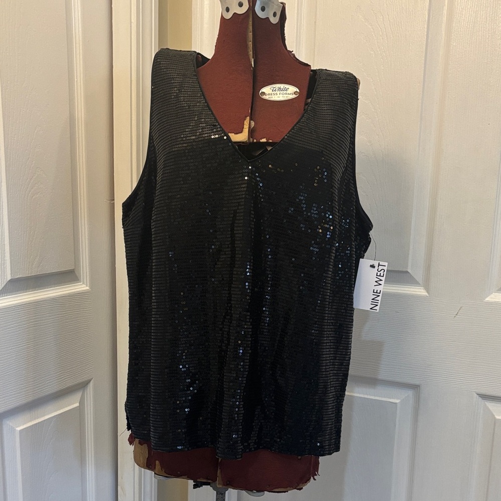 Nine West Black Sequin Tank Top